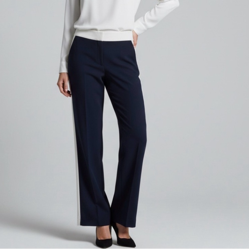 Andrew Marc New York Women’s Dress Pants Navy White Colorblock Trousers Size 8